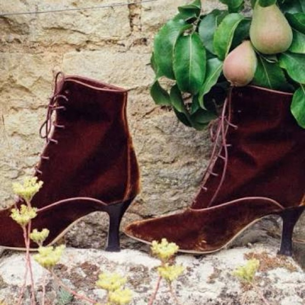 DOEN Dasha brown velvet lace-up ankle boots 38 8 NWOT